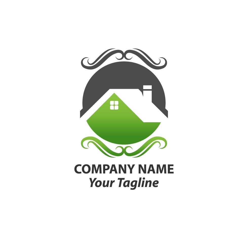 Wood house logo design, ecologic home sign vector Illustration on a white background.