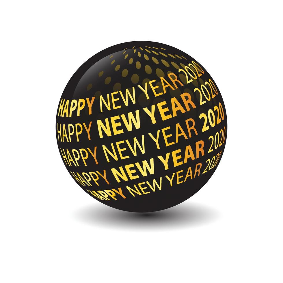 vector illustration of happy new year gold and black collors place for text christmas balls 2019 2020