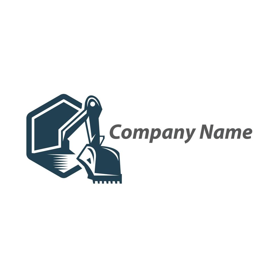 Excavation work logo design, emblem of excavator or building machine rental organisation print stamps, constructing equipment vector