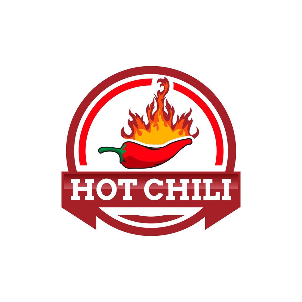 Hot Chilli logo food label or sticker. Concept for farmers market, organic food, natural product design.Vector illustration. Chili Pepper Spicy Restaurant Logo in White Isolated, Vector EPS 10