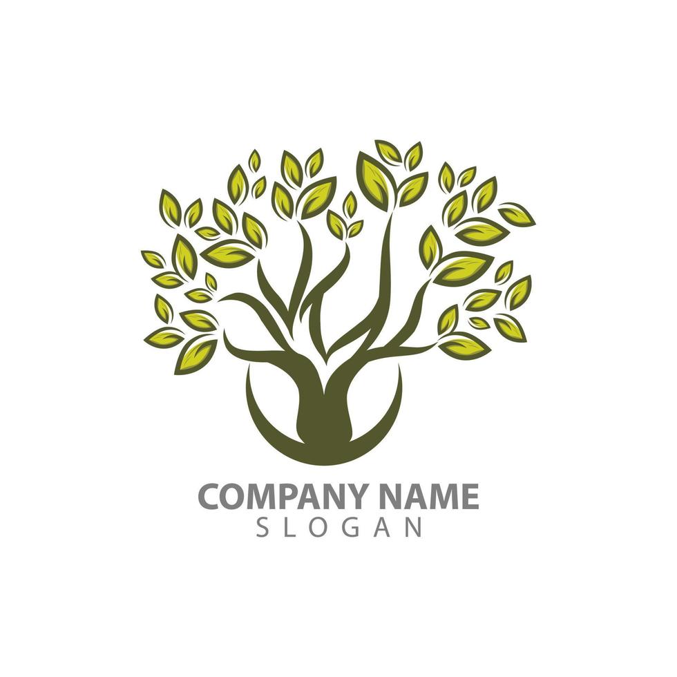 Landscaping logo design concept. Abstract illustration with tree in the circle. Park theme symbol. Icon template for gardening business. vector