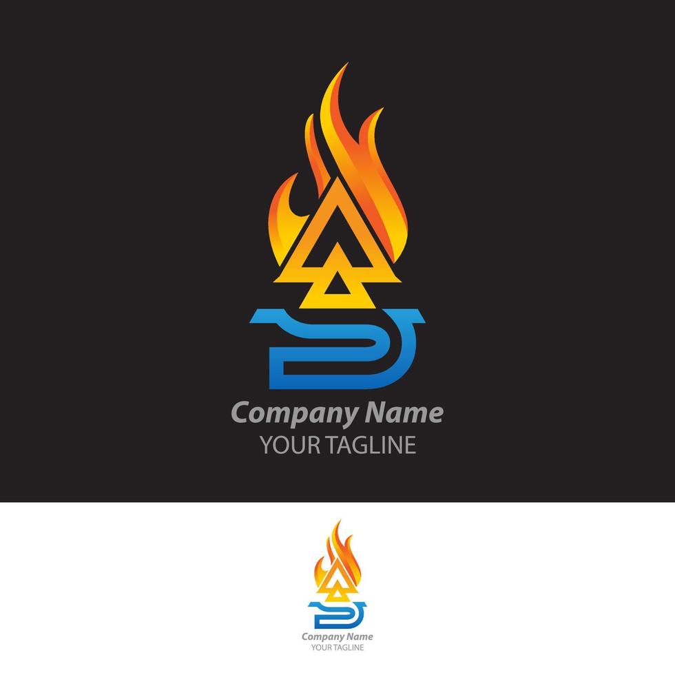 SA Letter Logo Design triangle Monogram Icon Vector Template. Modern Trendy Typography and Orange and Blue Color.