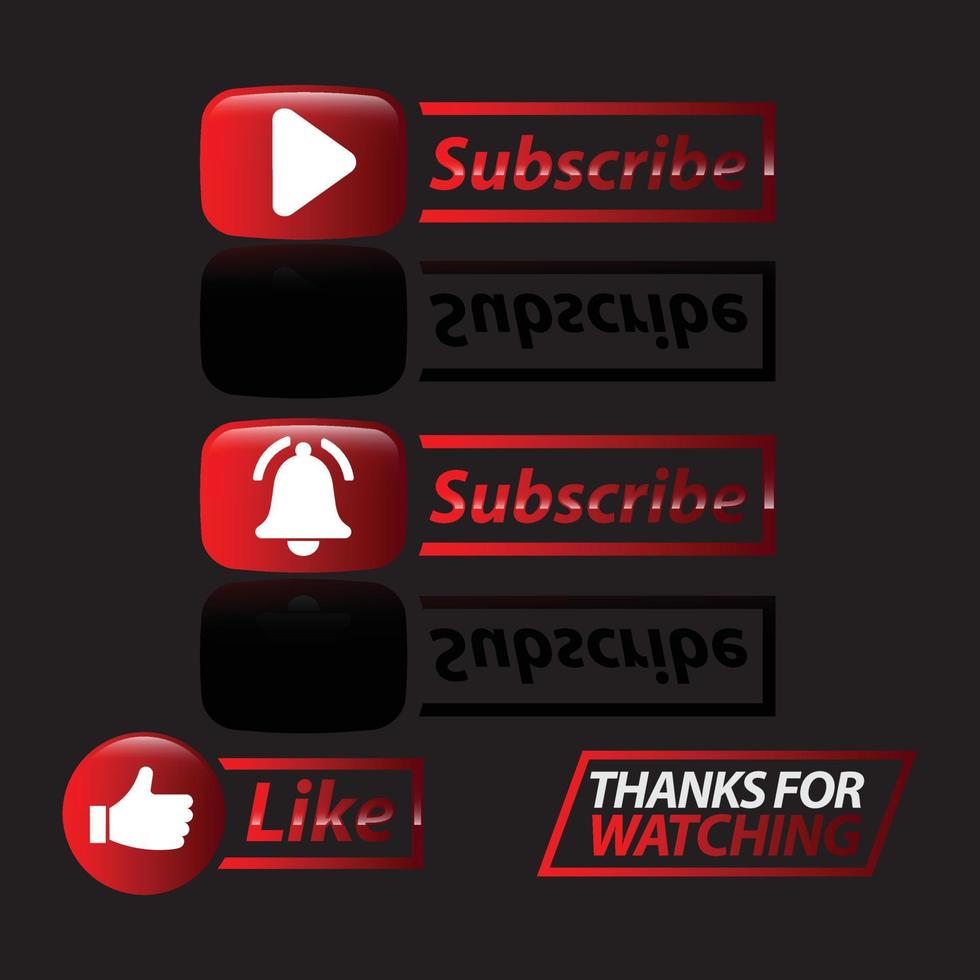 reproductor de canal de video de youtube. vlog o video blogging o botones de canal de video establecidos. ilustración vectorial descarga de señal de fondo de redes sociales planas. reproducir el logotipo vectorial. icono pegatinas vector