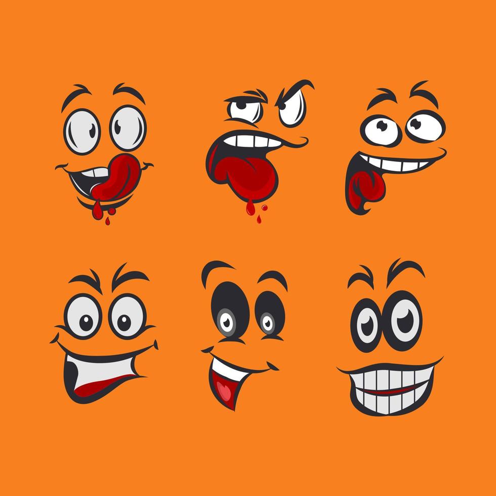 Funny cartoon faces with different expressions. Vector clip art illustration with simple gradients. Each on a separate layer.