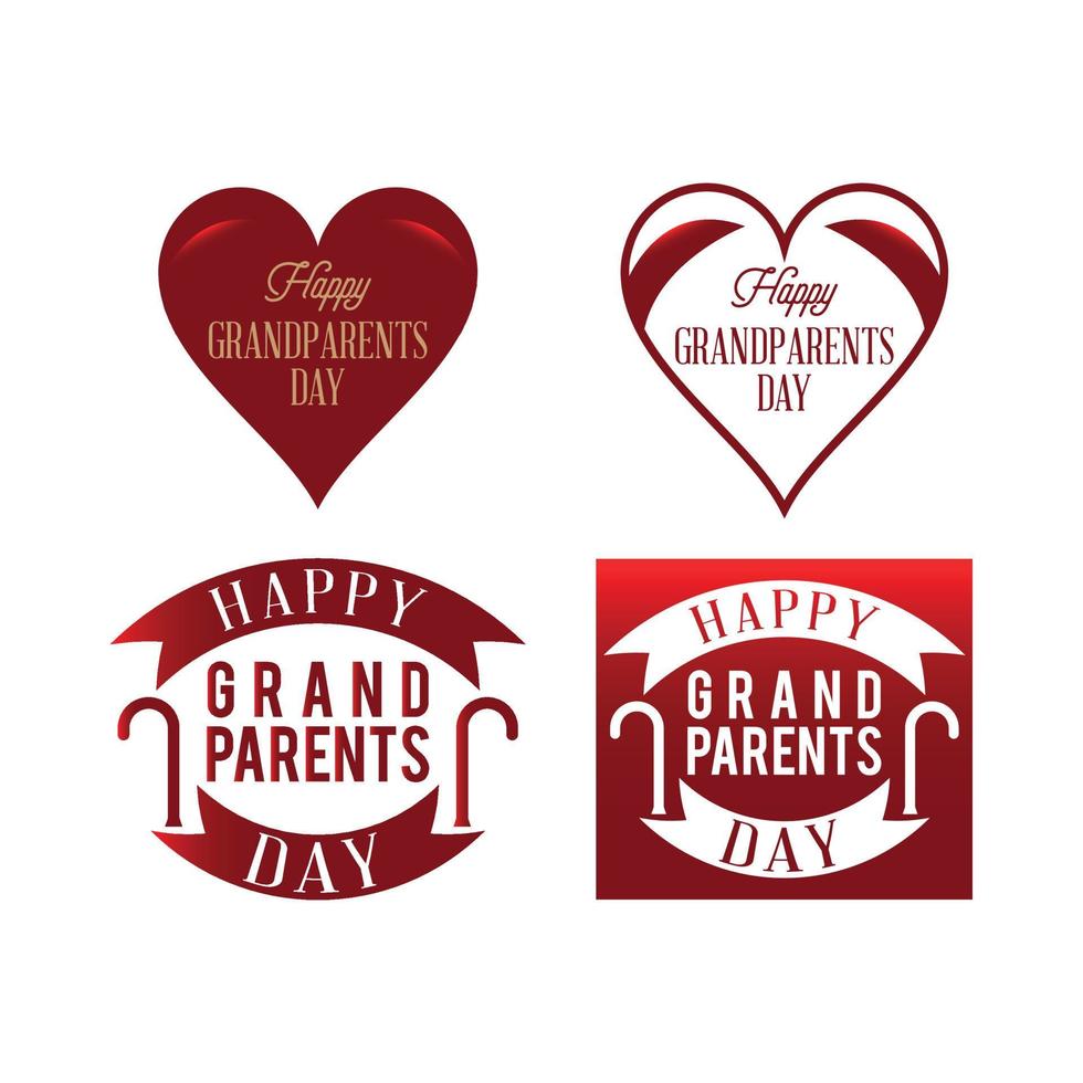 Happy Grandparents day typographic emblems, logo set. vector