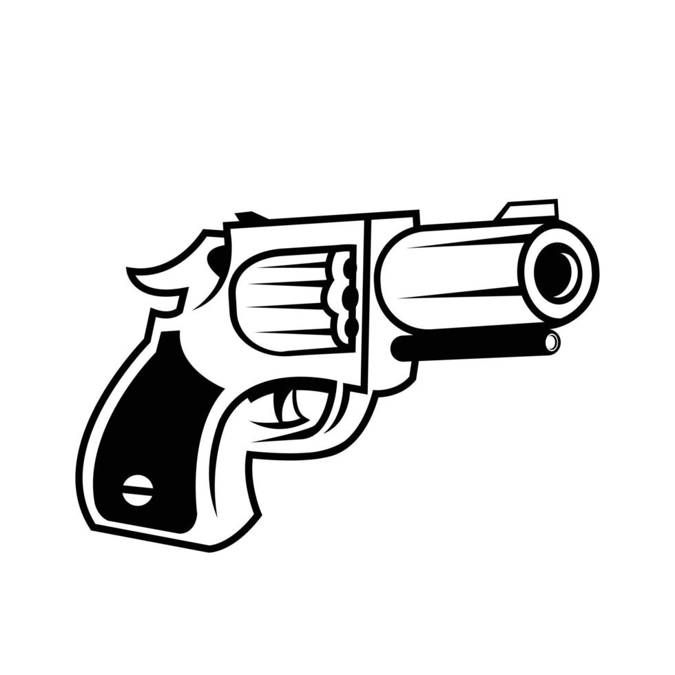 Detailed Gun - Revolver Pistol. Handgun for Personal Safety and Self Defense vector