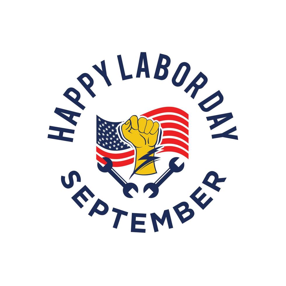 Labor Day lettering USA background vector illustration for strong men