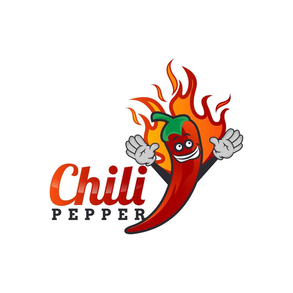 personaje de ají picante rojo con llamas ardientes ilustración de una caricatura divertida especia de ají picante rojo, con llamas ardientes para la receta de comida mexicana y sudamericana vector