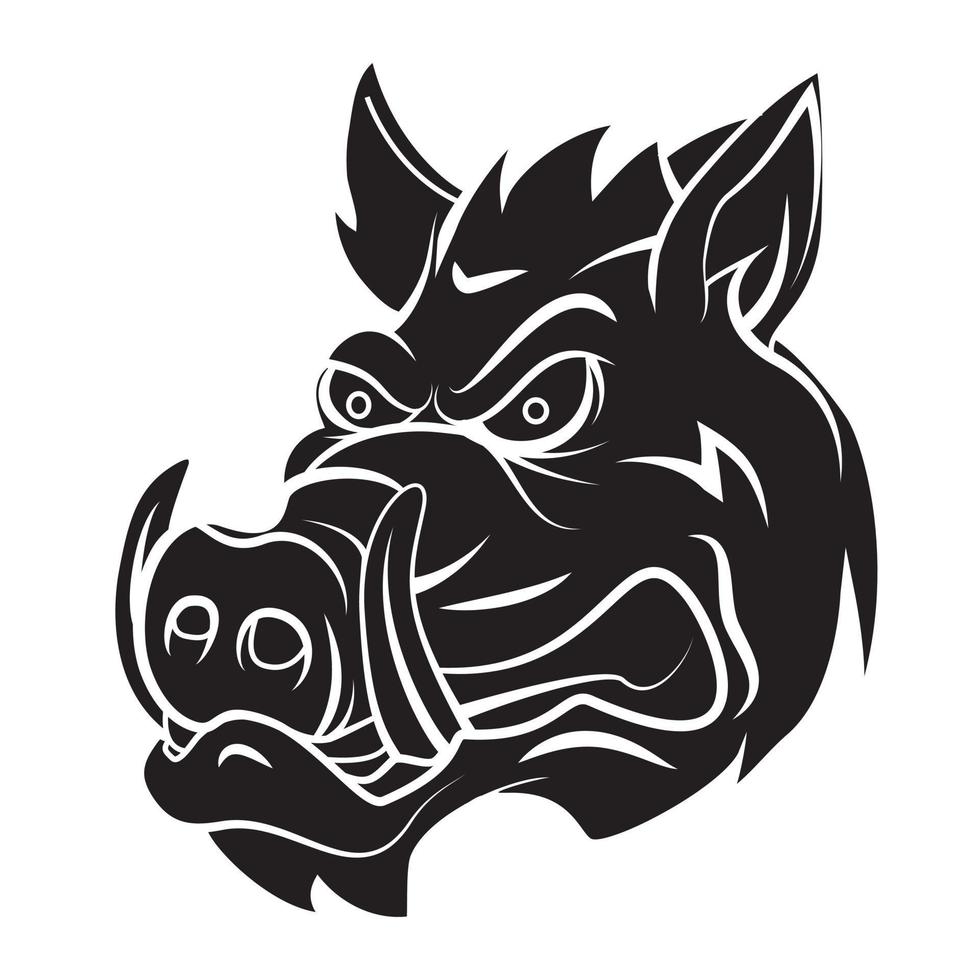 Wild Boar Head tattoo illustration vector