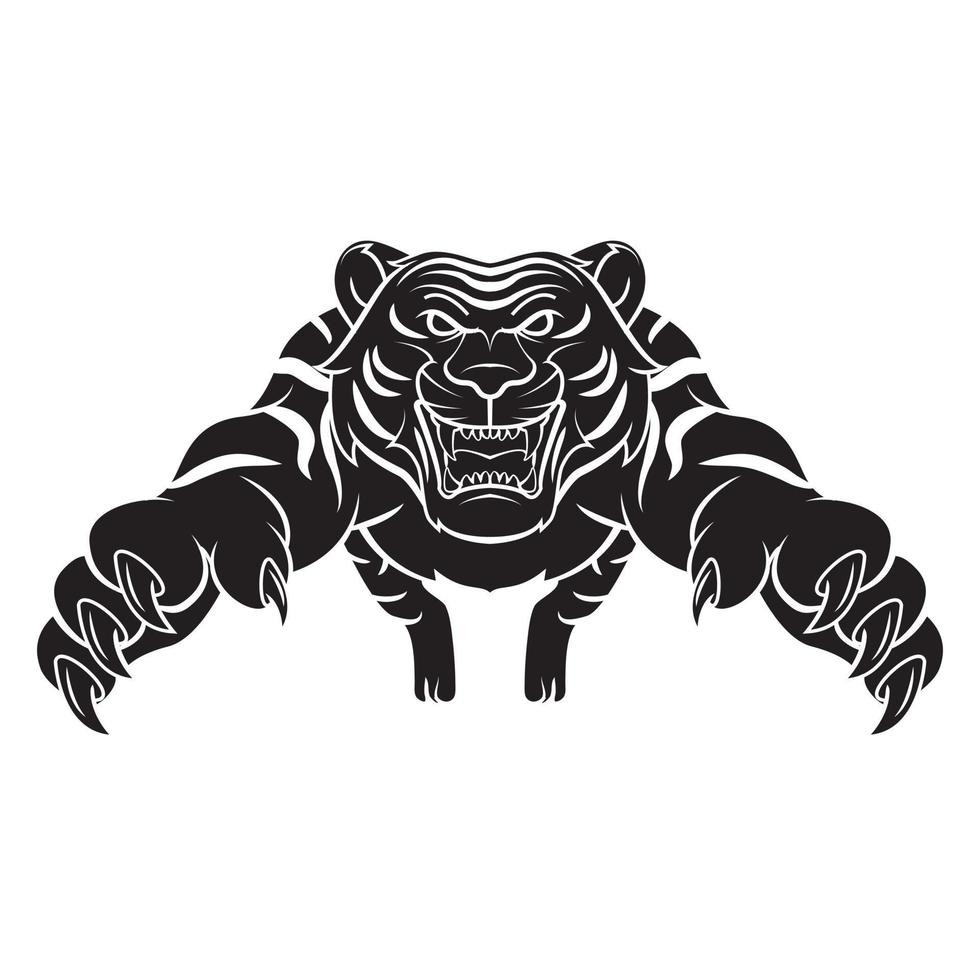 Tigre ataque tatuaje ilustración vector