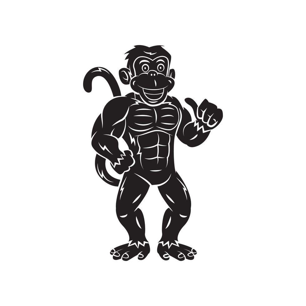 Strong Monkey tattoo illustration vector
