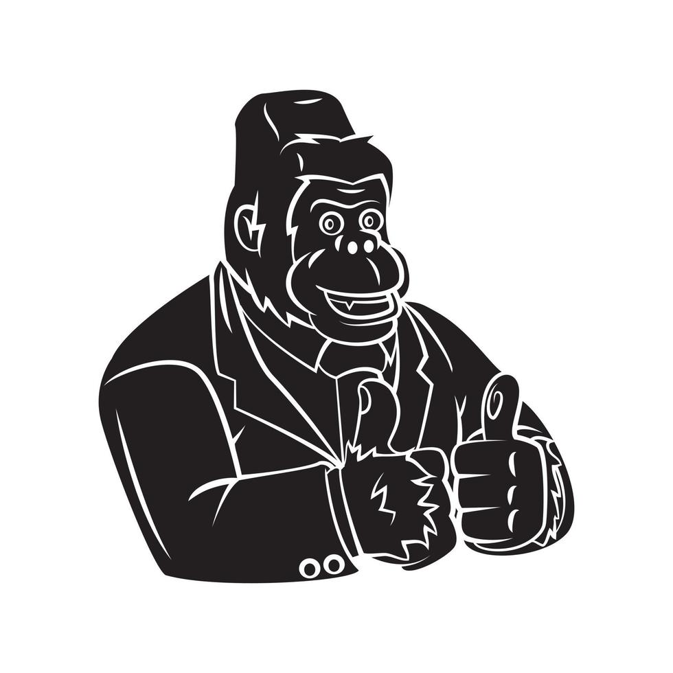 Gorilla Business tattoo illustration vector