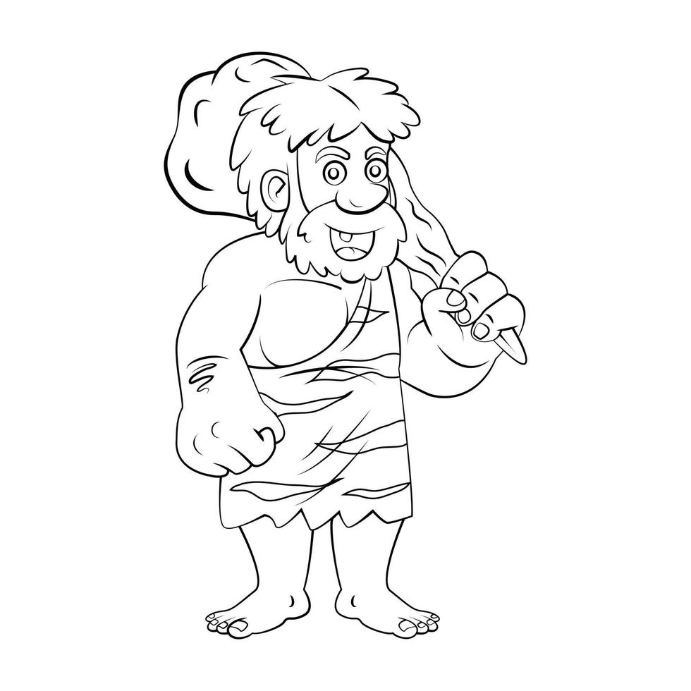Cave Man illustration on white background vector
