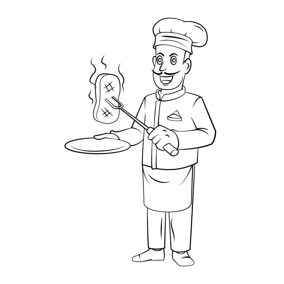 Chef Man illustration on white background vector