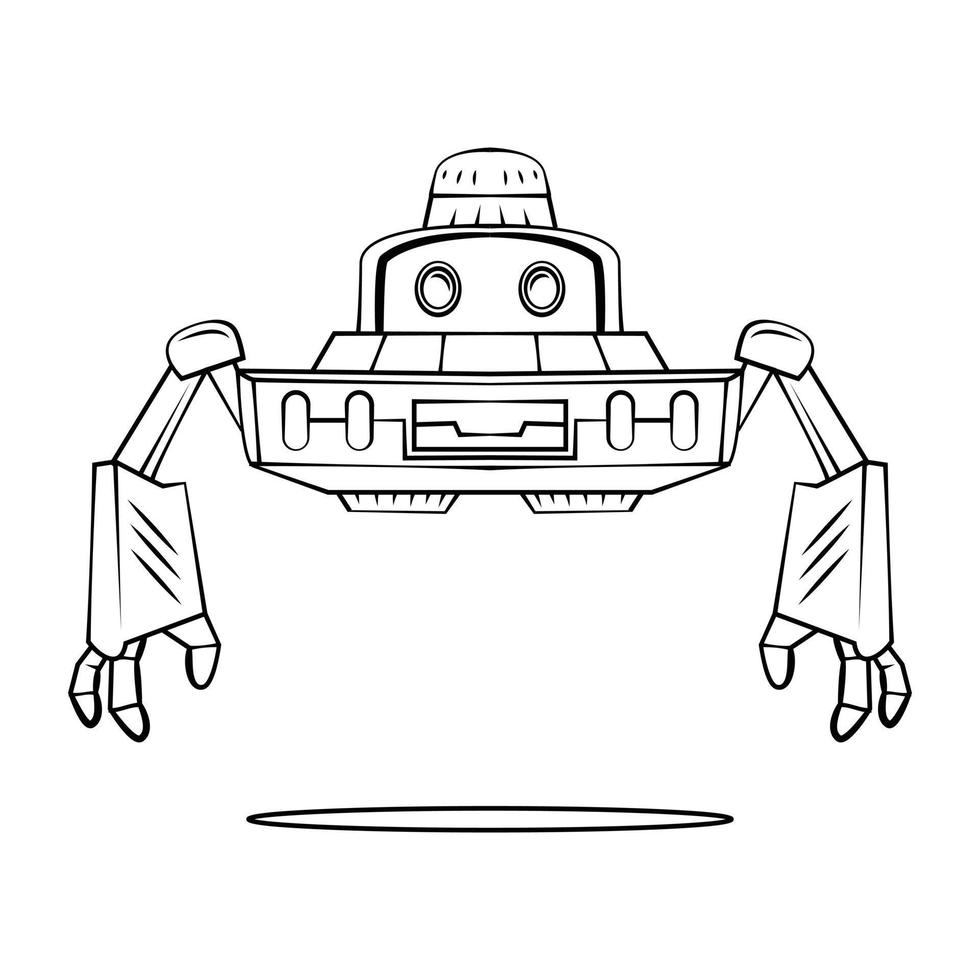 Flying Robot illustration on white background vector