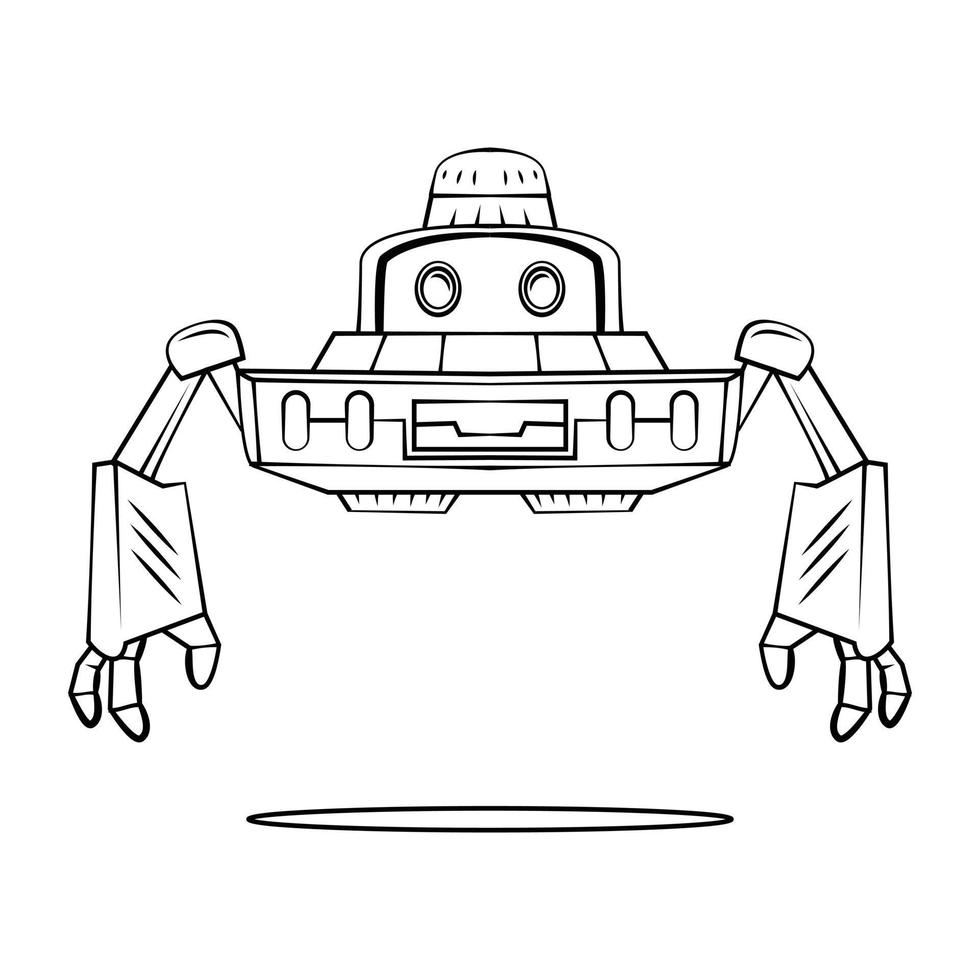 Flying Robot illustration on white background vector