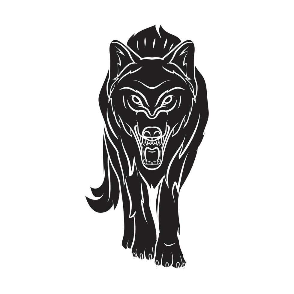 lobo tatuaje ilustración diseño vector