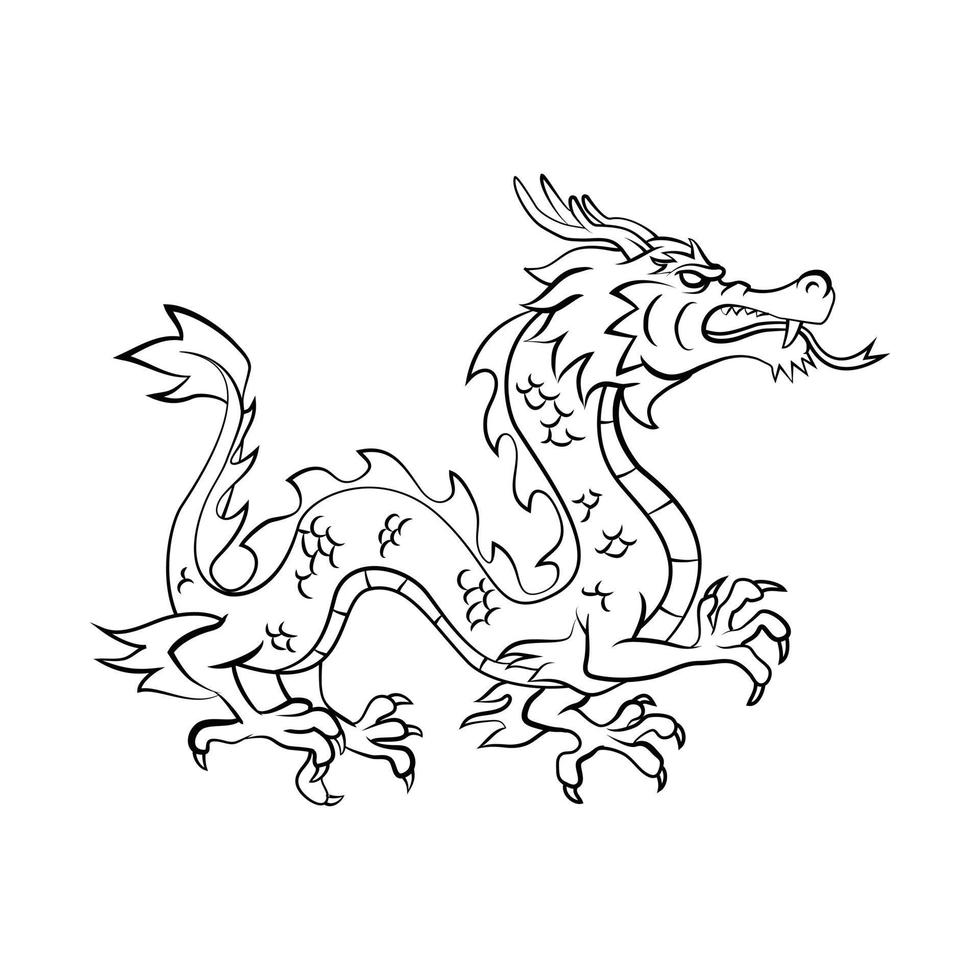 Dragon illustration on white background vector
