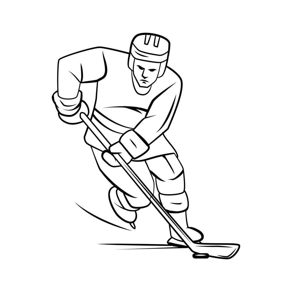 jugador de hockey sobre fondo blanco vector