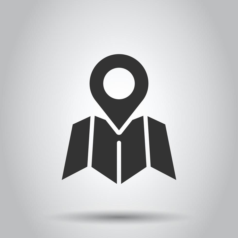 Map pin icon in flat style. gps navigation vector illustration on white isolated background. Locate position business concept.