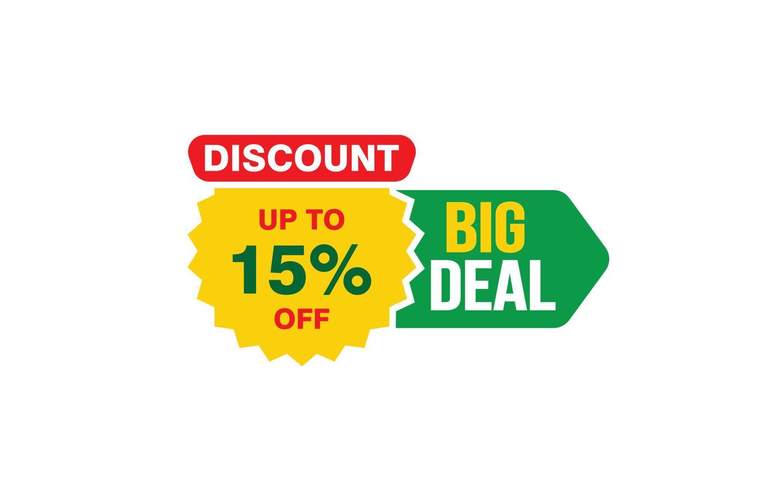 15 Percent BIG DEAL offer, clearance, promotion banner layout with sticker style. vector