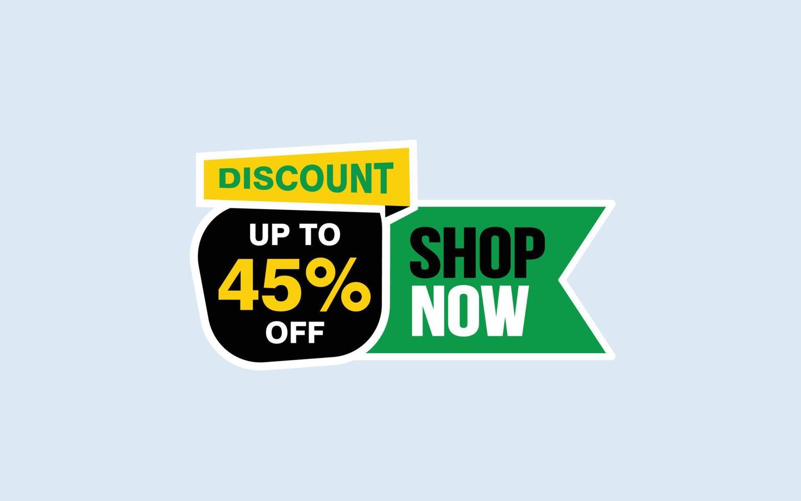 45 Percent SHOP NOW offer, clearance, promotion banner layout with sticker style. vector