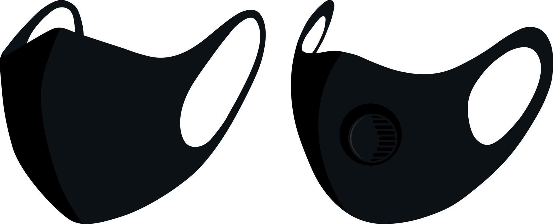 médico mascarilla.tejido máscara de negro color. un máscara a proteger en contra virus un medio de proteccion en contra el untado de virus vector ilustración aislado en un blanco antecedentes
