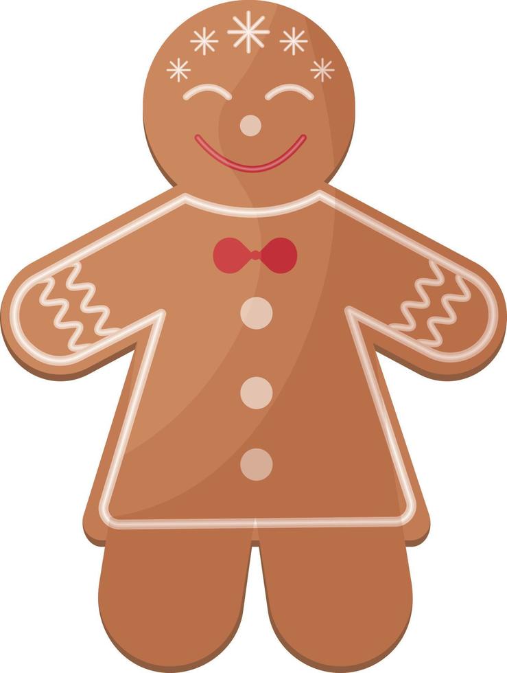 Cute Christmas gingerbread. New Year s smiling gingerbread. Festive pastries. Christmas cookies in the form of a cheerful little man. Vector illustration isolated on a white background