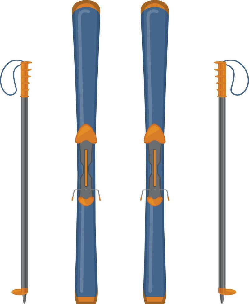 cuesta abajo esquiar y esquí postes esquís para esquiar. Deportes equipo para invierno Deportes. vector ilustración aislado en un blanco antecedentes
