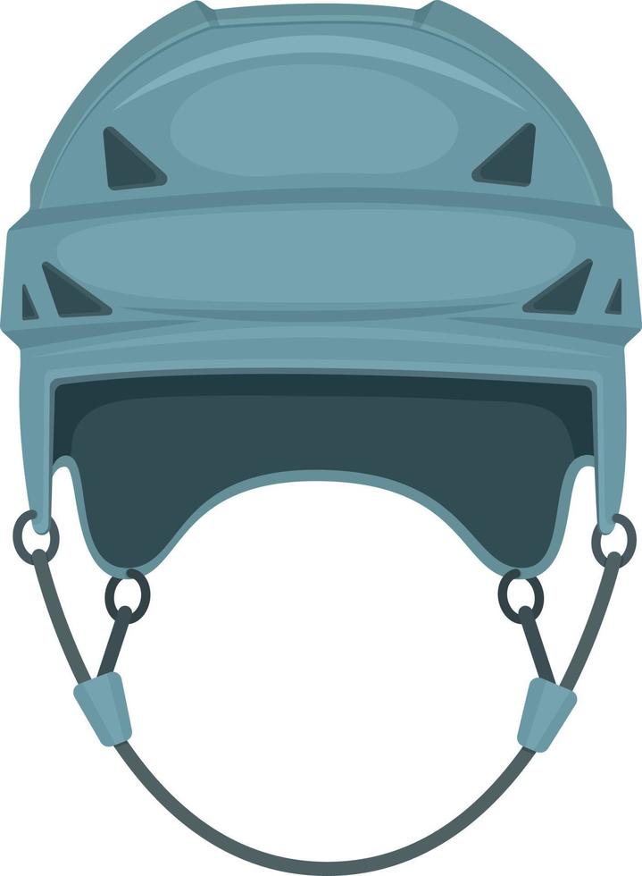 Grey hockey helmet, front view. Helmet to protect the head from injury during the game of hockey. Sports equipment. Vector illustration isolated on a white background