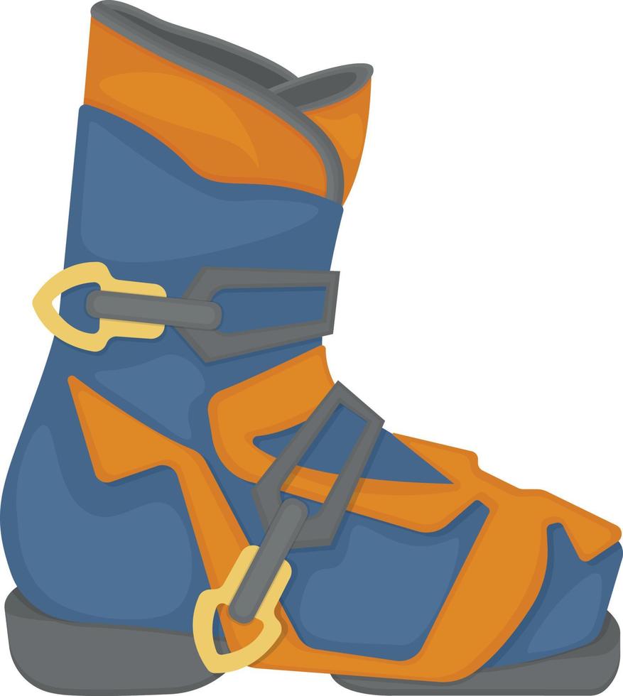 Ski boots. Boots for skiing and snowboarding. Sports shoes. Sports equipment, vector illustration isolated on a white background