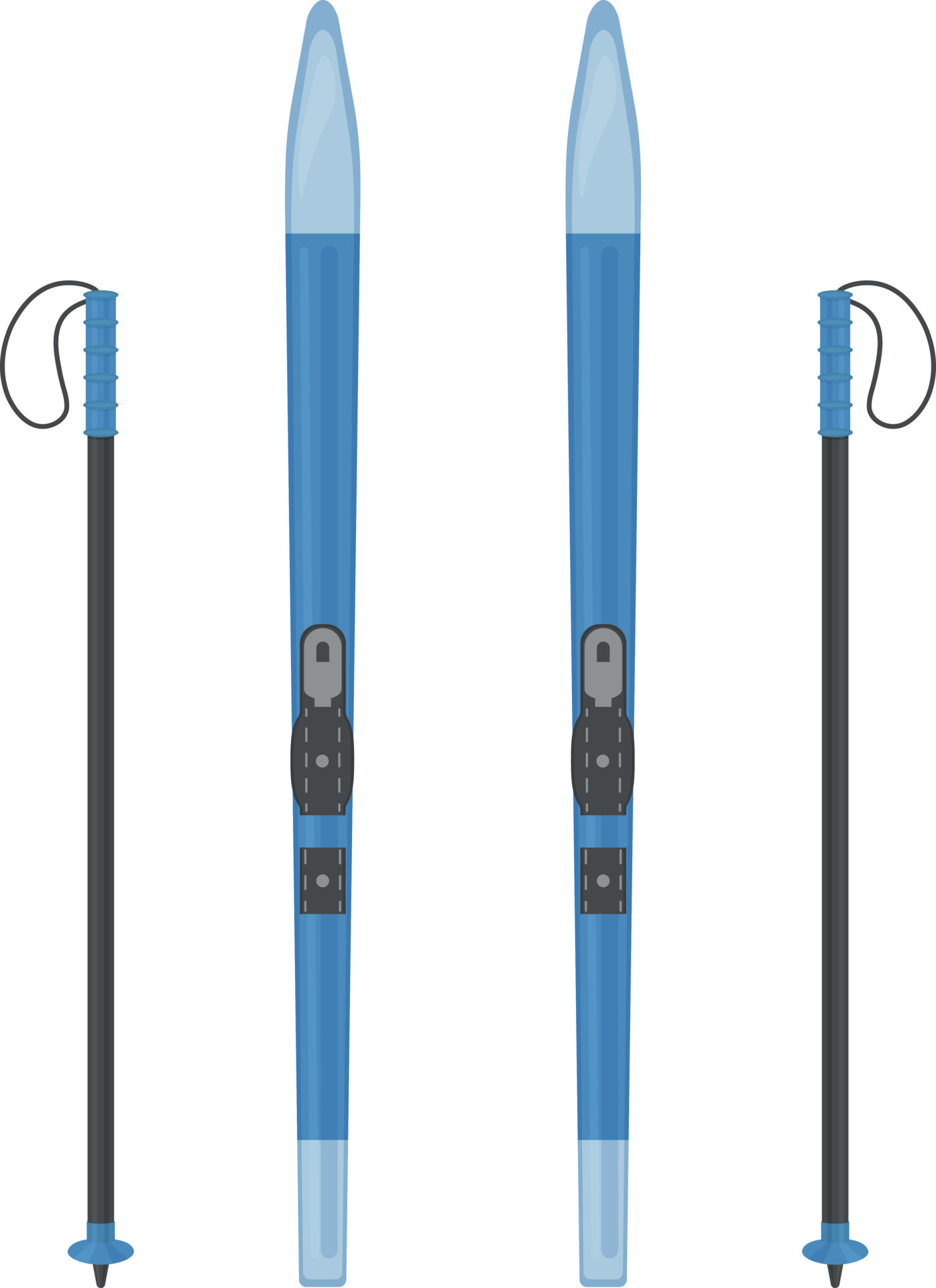 Sports crosscountry skis and ski poles. Skis for snow walks and