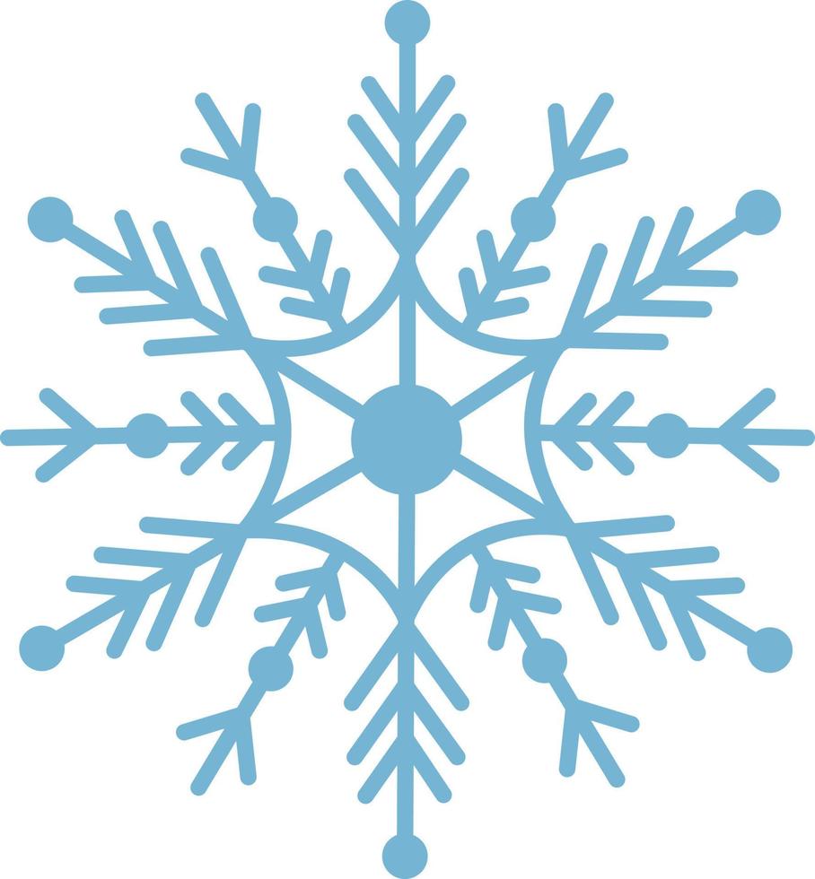 Beautiful blue snowflake. A snowflake of complex shape. A symbol of winter and new year. Vector illustration isolated on a white background