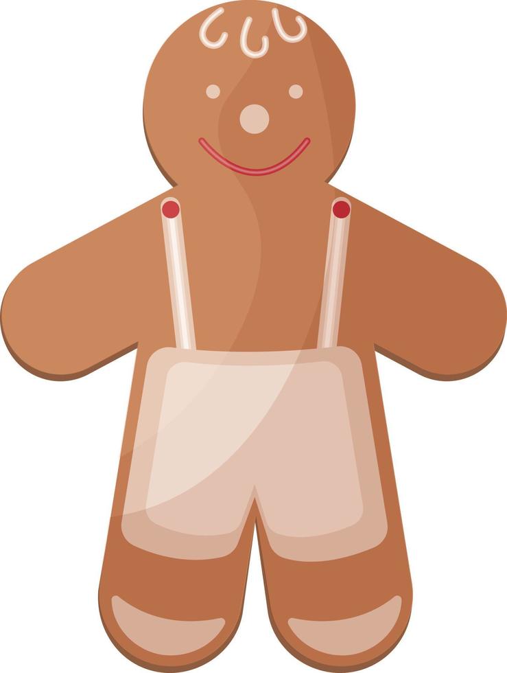 Cute Christmas gingerbread. New Year s smiling gingerbread. Festive pastries. Christmas cookies in the form of a cheerful little man. Vector illustration isolated on a white background