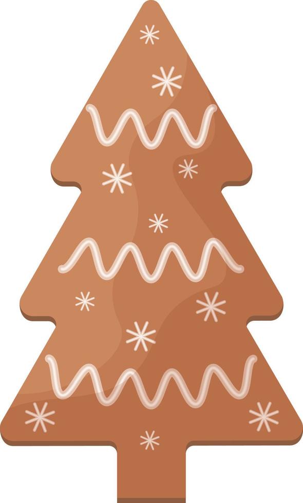 lindo pan de jengibre decorado con glaseado de pan de jengibre navideño en forma de árbol de navidad. pasteles festivos, pino. galletas navideñas en forma de abeto. ilustración vectorial aislada vector