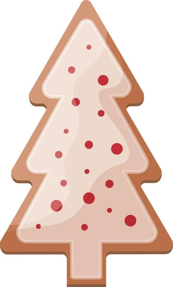 Cute gingerbread decorated with icing Christmas gingerbread in the shape of a Christmas tree. Festive pastries, pine. Christmas cookies in the shape of a fir tree. Isolated vector illustration