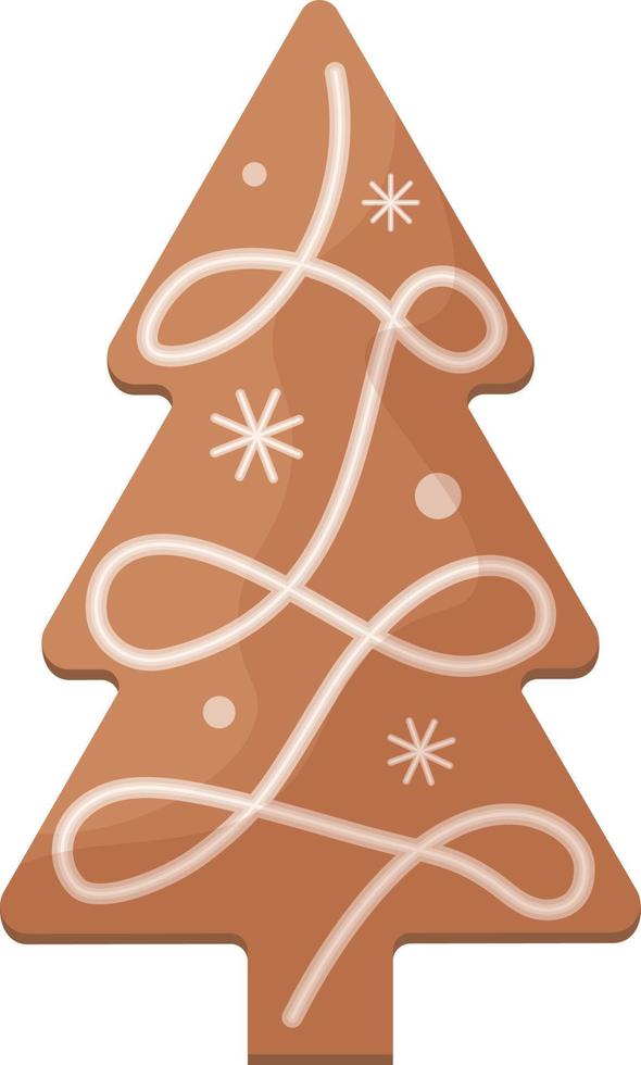 lindo pan de jengibre decorado con glaseado de pan de jengibre navideño en forma de árbol de navidad. pasteles festivos, pino. galletas navideñas en forma de abeto. ilustración vectorial aislada vector