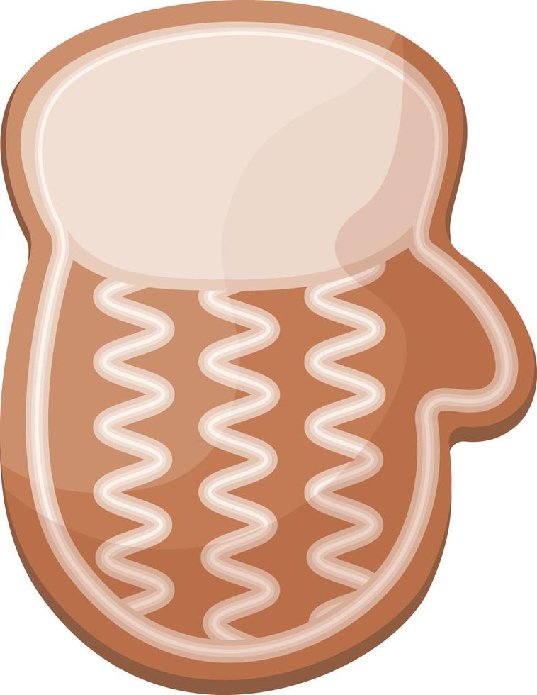 Cute Christmas gingerbread. New Year s gingerbread in the shape of a mitten. Festive pastries. Christmas cookies in the shape of mittens. Vector illustration isolated on a white background