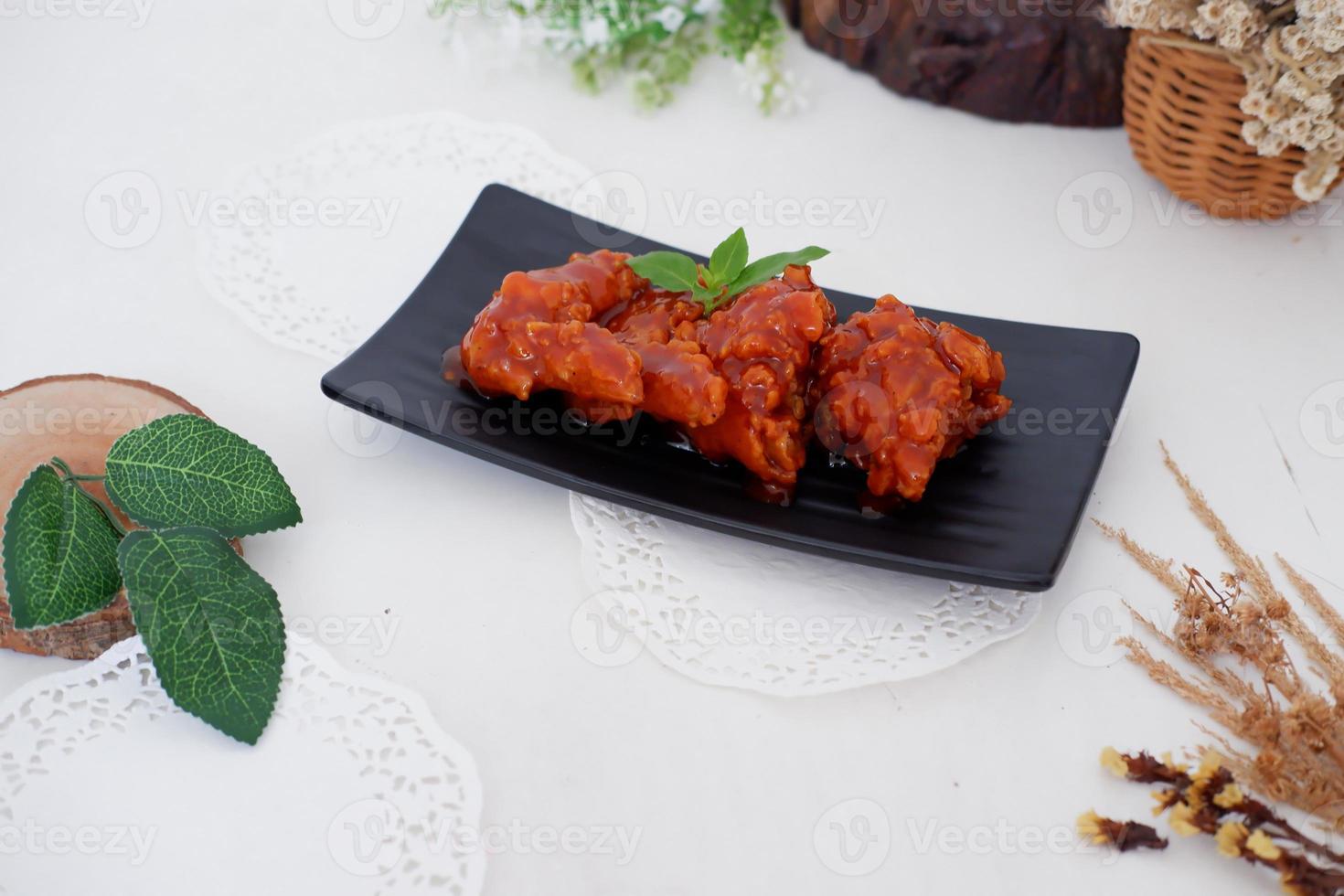 delicious spicy fried chicken as a background photo