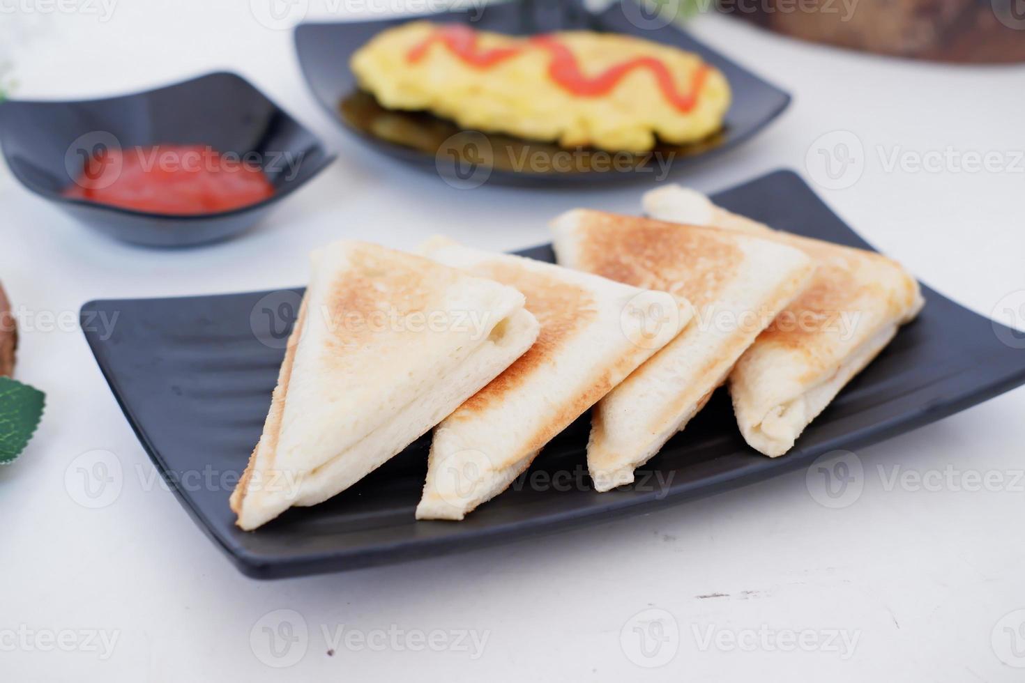 delicious toast and omelet as a background photo