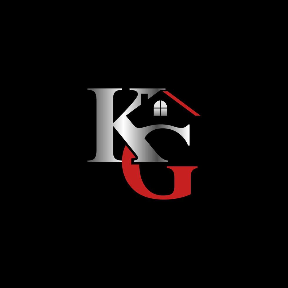 Letter or word KG font with Roof house and ball image graphic icon logo design abstract concept vector stock. Can be used as a symbol related to property or initial.