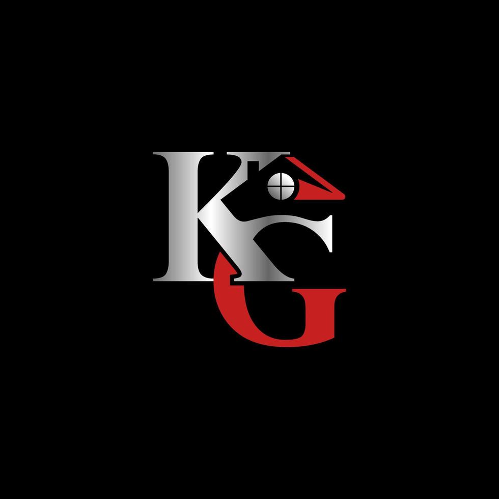 Letter or word KG font with Roof house and ball image graphic icon logo design abstract concept vector stock. Can be used as a symbol related to property or initial.