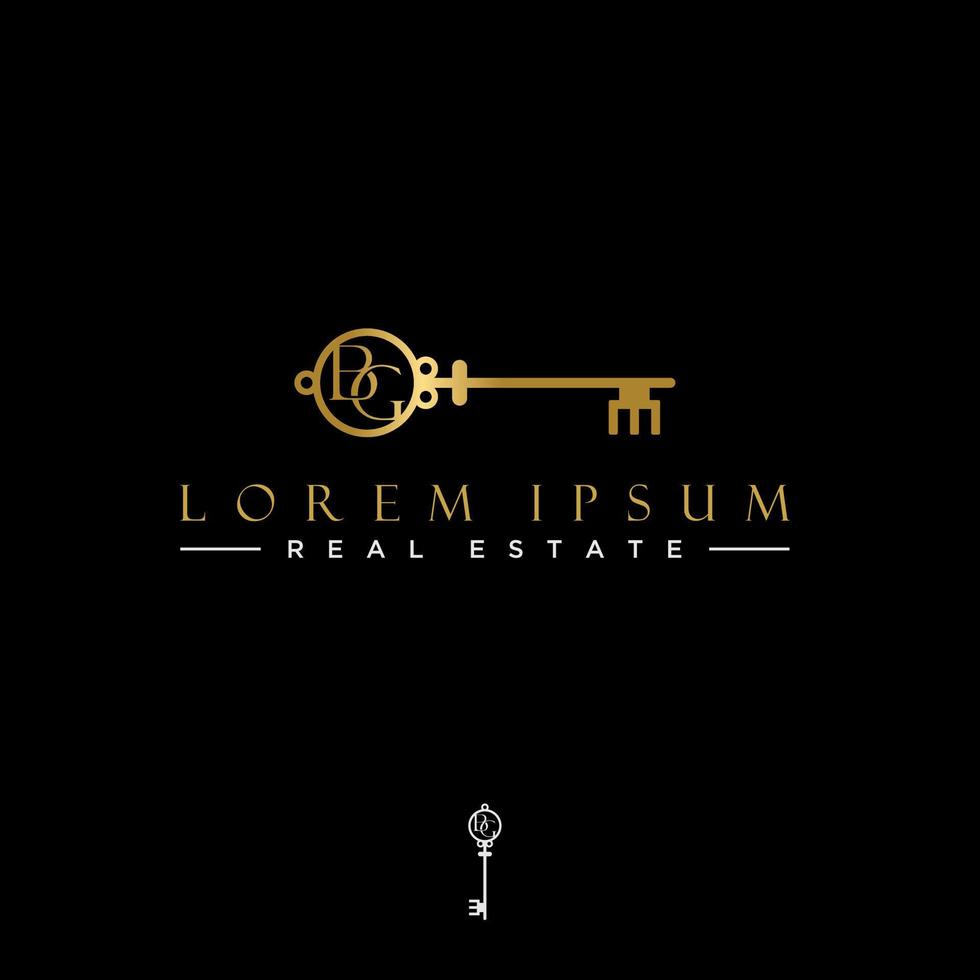 Letter or word BG font inside Key image graphic icon logo design abstract concept vector stock. Can be used as a symbol related to property.