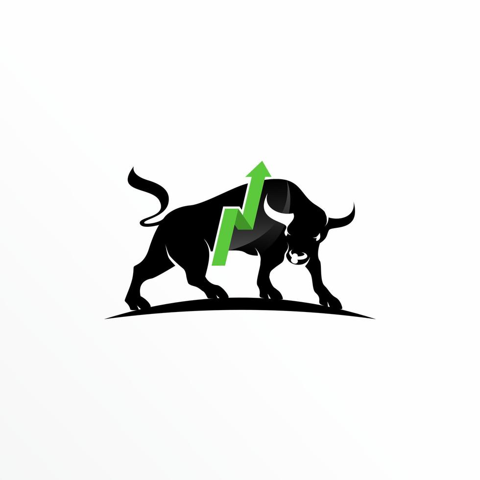 Bull andTraffic or up arrow image graphic icon logo design abstract concept vector stock. Can be used as a symbol related to animal or trading.