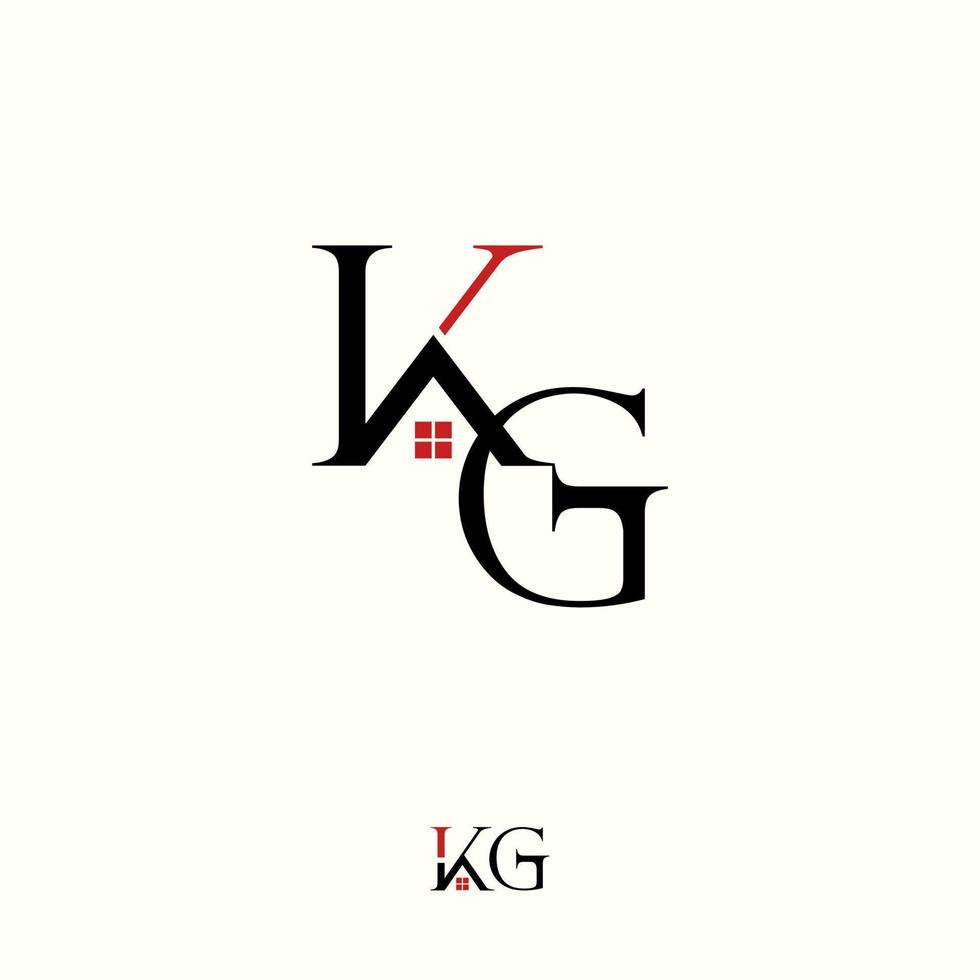Letter or word KG font with chimney Roof house and ball window image graphic icon logo design abstract concept vector stock. Can be used as a symbol related to property or initial.