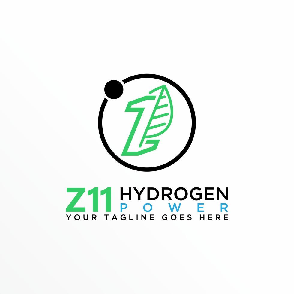 Letter or word Z or number 1 font with power and Leaf image graphic icon logo design abstract concept vector stock. Can be used as a symbol related to hydrogen chemistry.