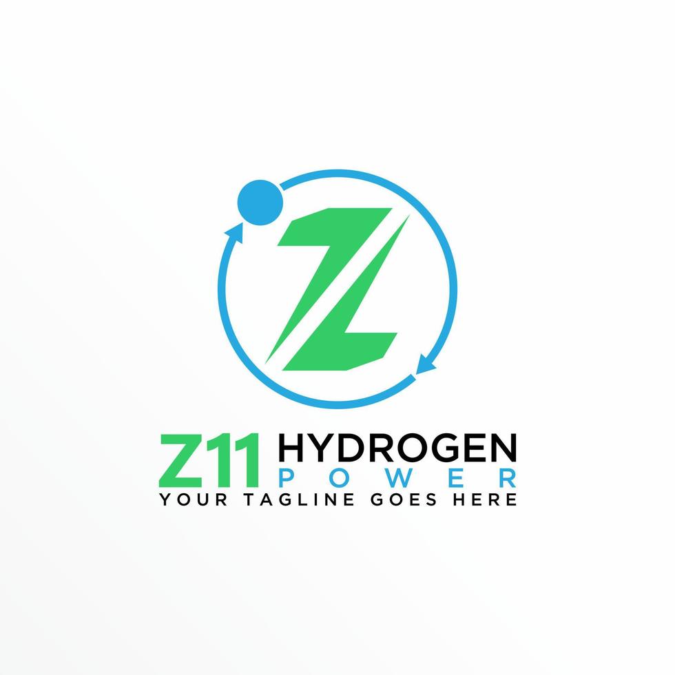 Letter or word Z or number 11 flip font with Hydrogen, power and Recycle image graphic icon logo design abstract concept vector stock. Can be used as a symbol related to Chemical or initial.