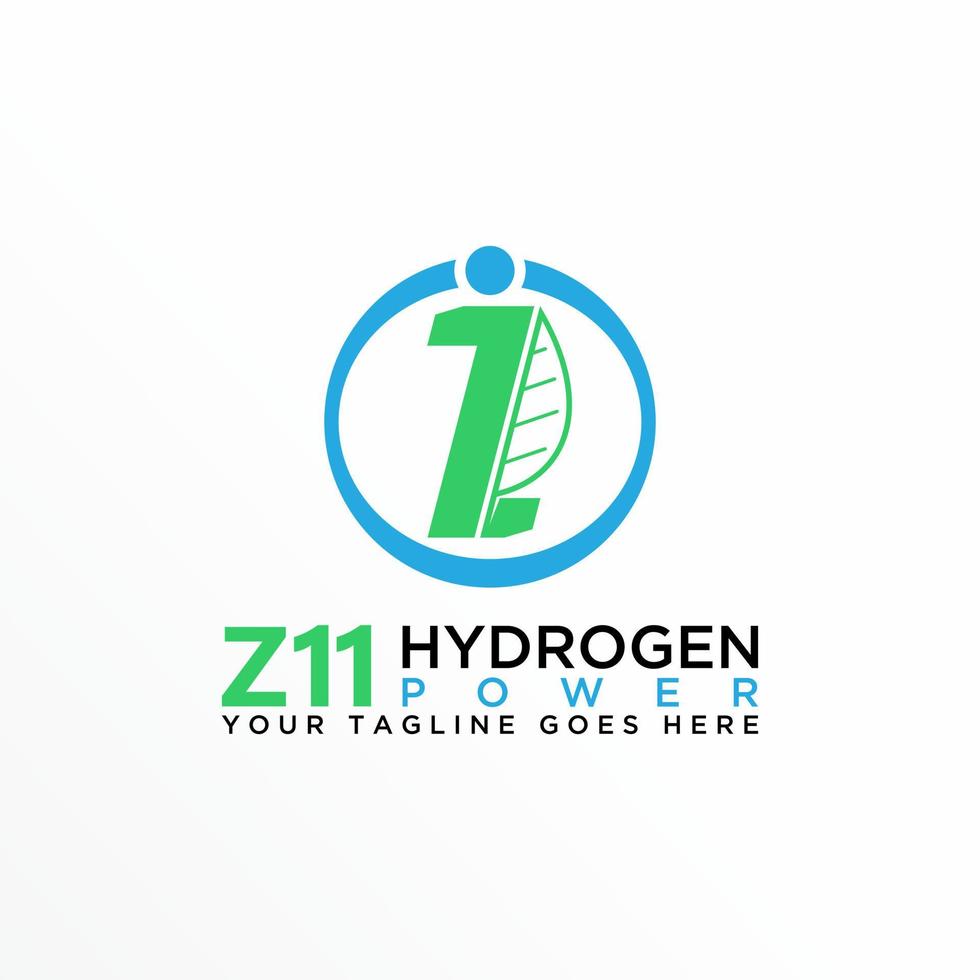 Letter or word Z or number 1 font with power and Leaf image graphic icon logo design abstract concept vector stock. Can be used as a symbol related to hydrogen chemistry.