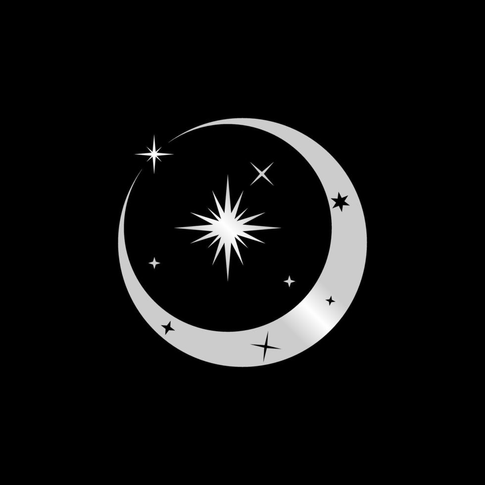 luz de la luna o creciente y estrellas imagen gráfico icono logo diseño resumen concepto vector existencias. lata ser usado como un símbolo relacionado a metal o romance.