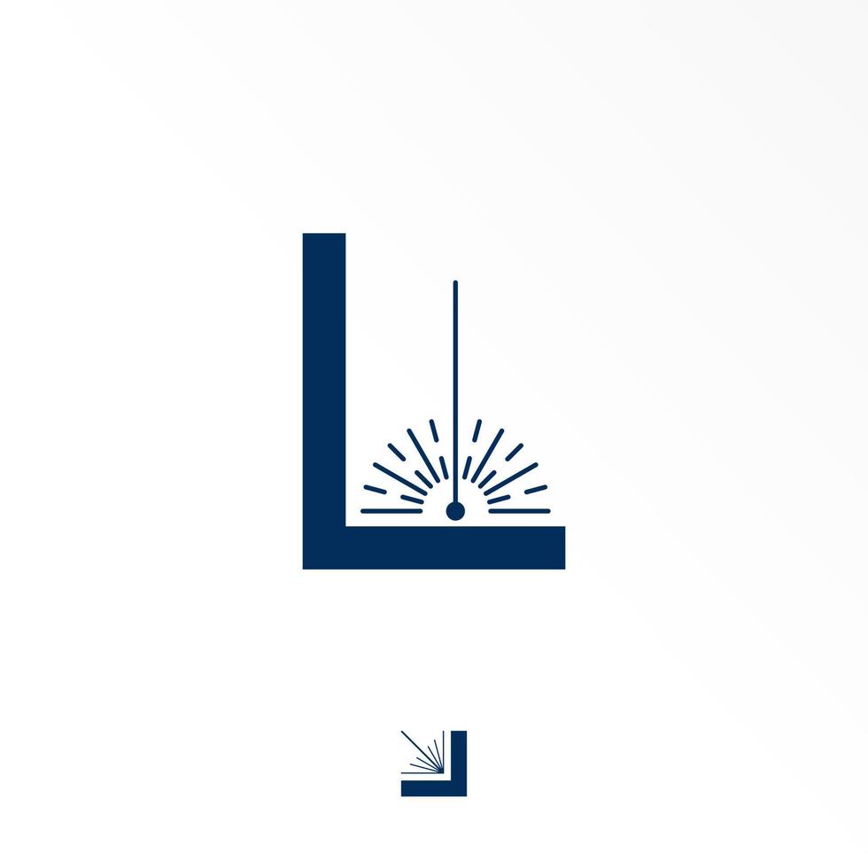 Letter or word L sans serif font with Splat in corner image graphic icon logo design abstract concept vector stock. Can be used as a symbol related to initial or Welding.